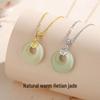 Tichiya S925 Sterling Silver Ping'an Buckle Necklace for Women - New Chinese Style Hetian Jade Clavicle Chain