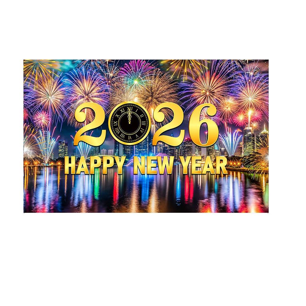 Black Gold 2026 New Year Backdrops Colorful Balloon Photo Background Party Background  Photo Studio