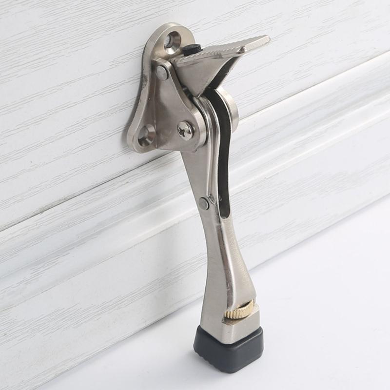 2Pcs Easy Pedals Kick Down Door Stop Adjustable Door Holder Wall Protector Zincs Alloy Doorstop with Rubber Tip