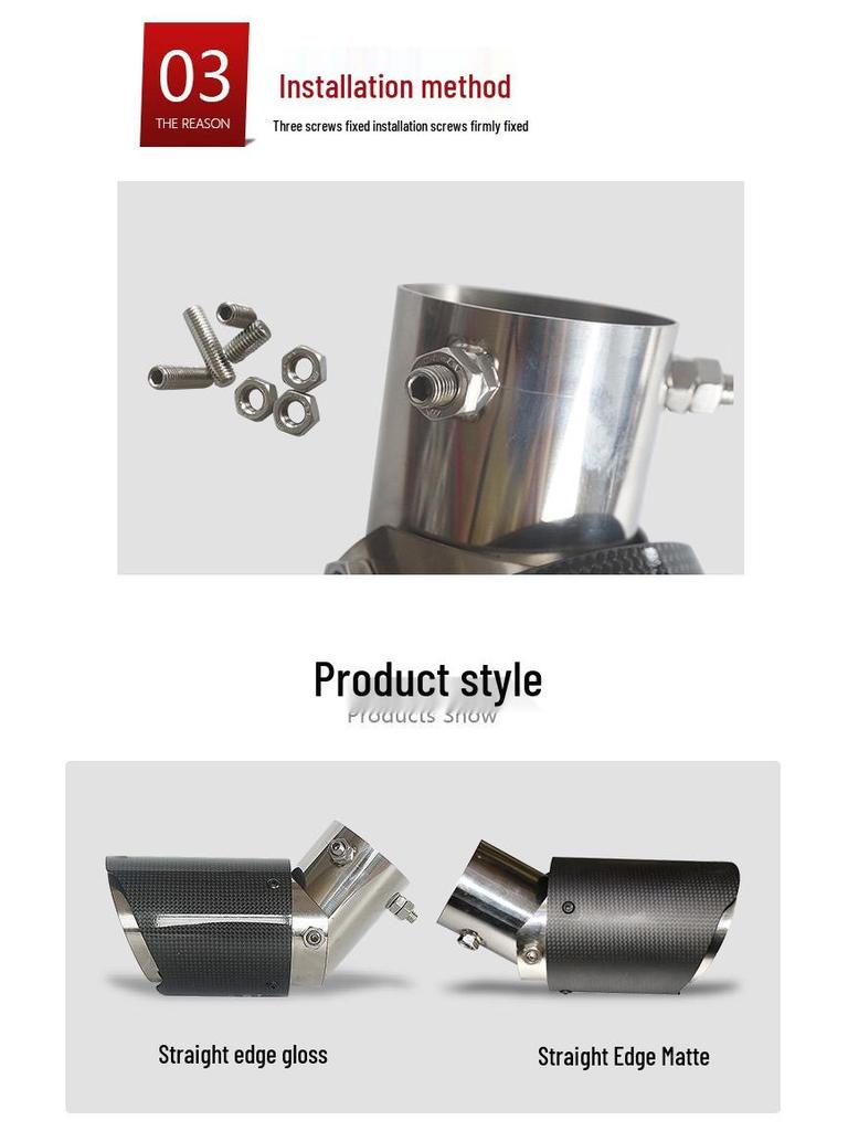 Adjustable Bent Exhaust Pipe for 114mm Carbon Fiber Tailpipe & Stainless Steel Muffler