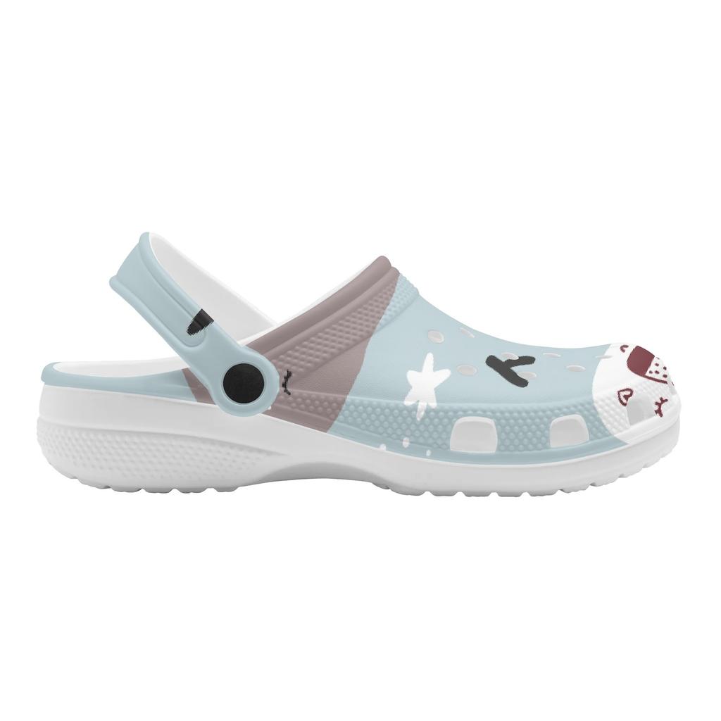 White Printed EVA Clogs for Women Men Breathable Lightweight Slip On Casual Footwear Soft Sole Summer Sandals Daily Walking