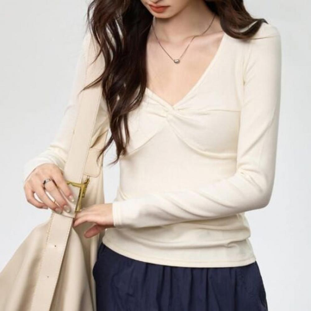 NaVaVa Women TwisTed V Neck Long sleeVe T shirT nT3016