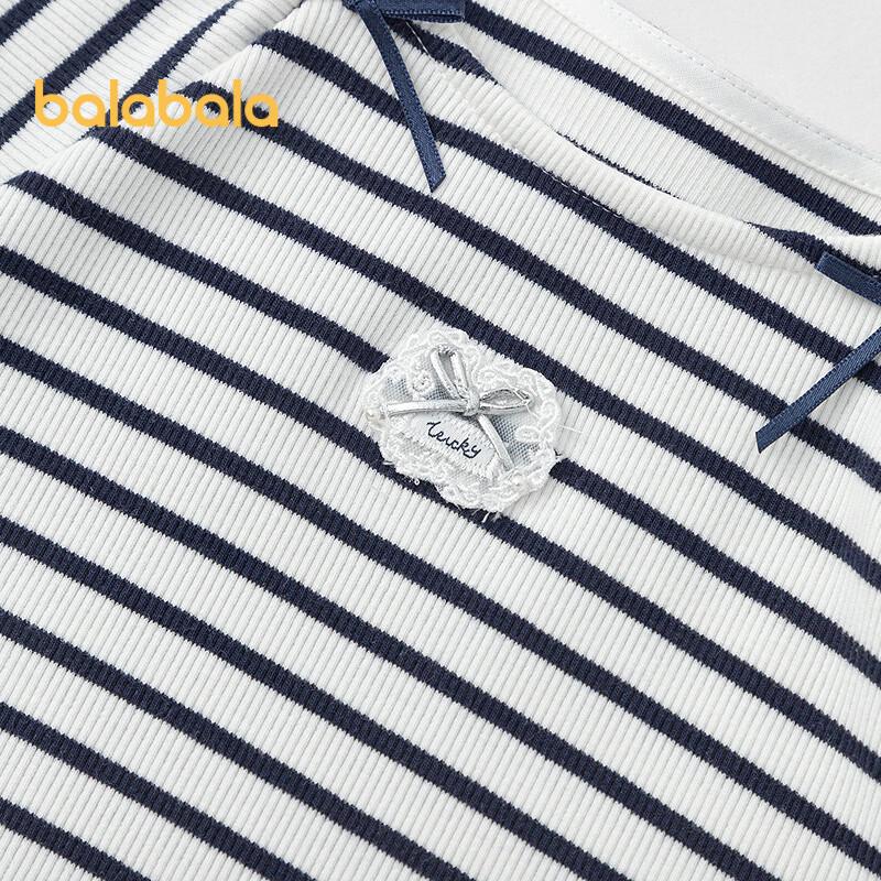 Balabala Girls' Striped Short Sleeve T-Shirt