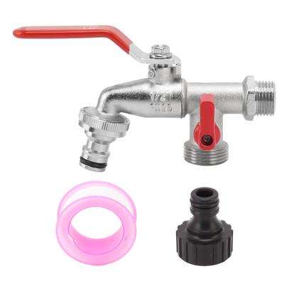 1 Eingang 2 Ausgänge Bewässern von Blumen Außenhahn Hitzebeständig Frostschutzhahn Kupfer Gartenhahn