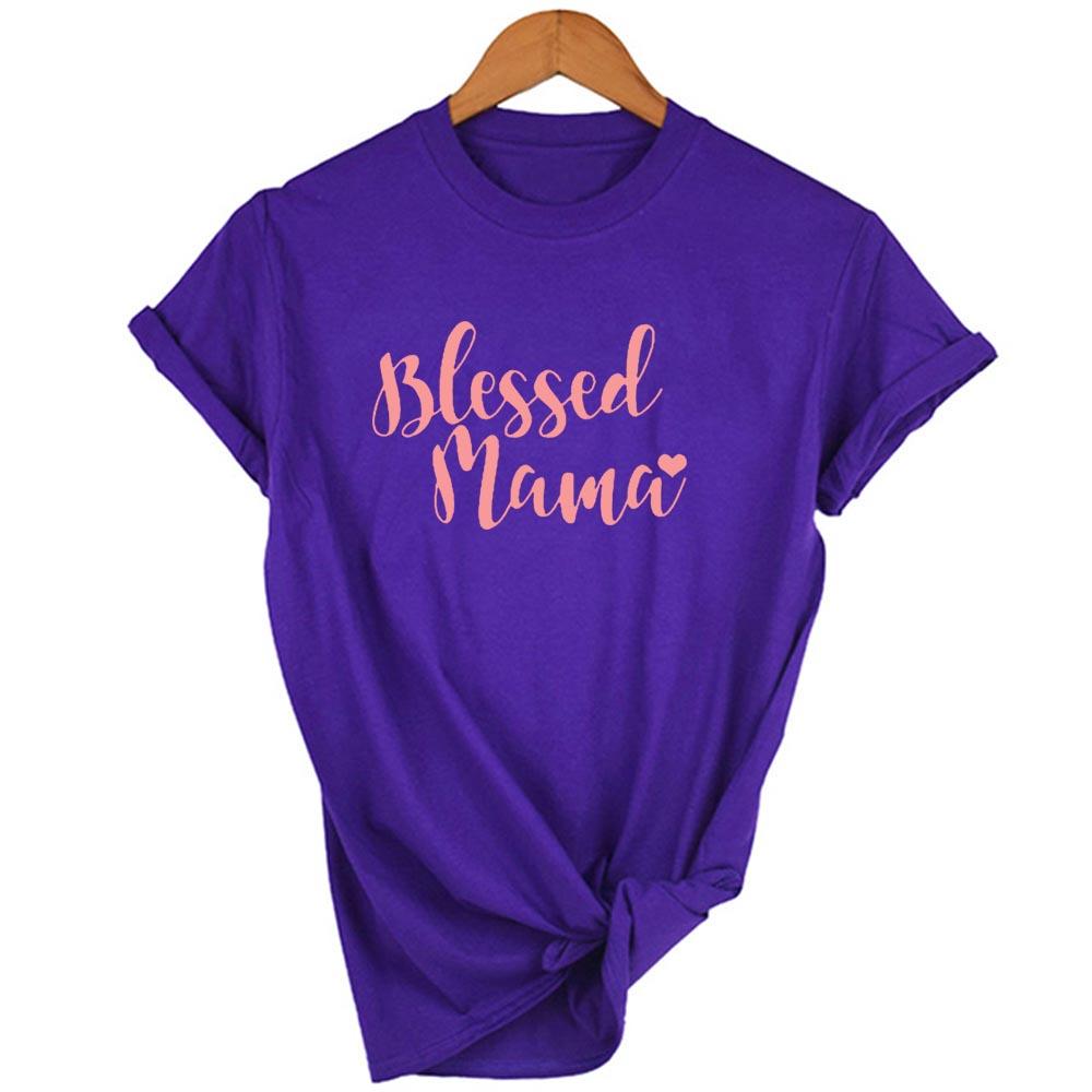 Blessed Mama Letters Print Short Sleeve Women Tshirt Casual Funny T Shirt Yong Lady Mom Life