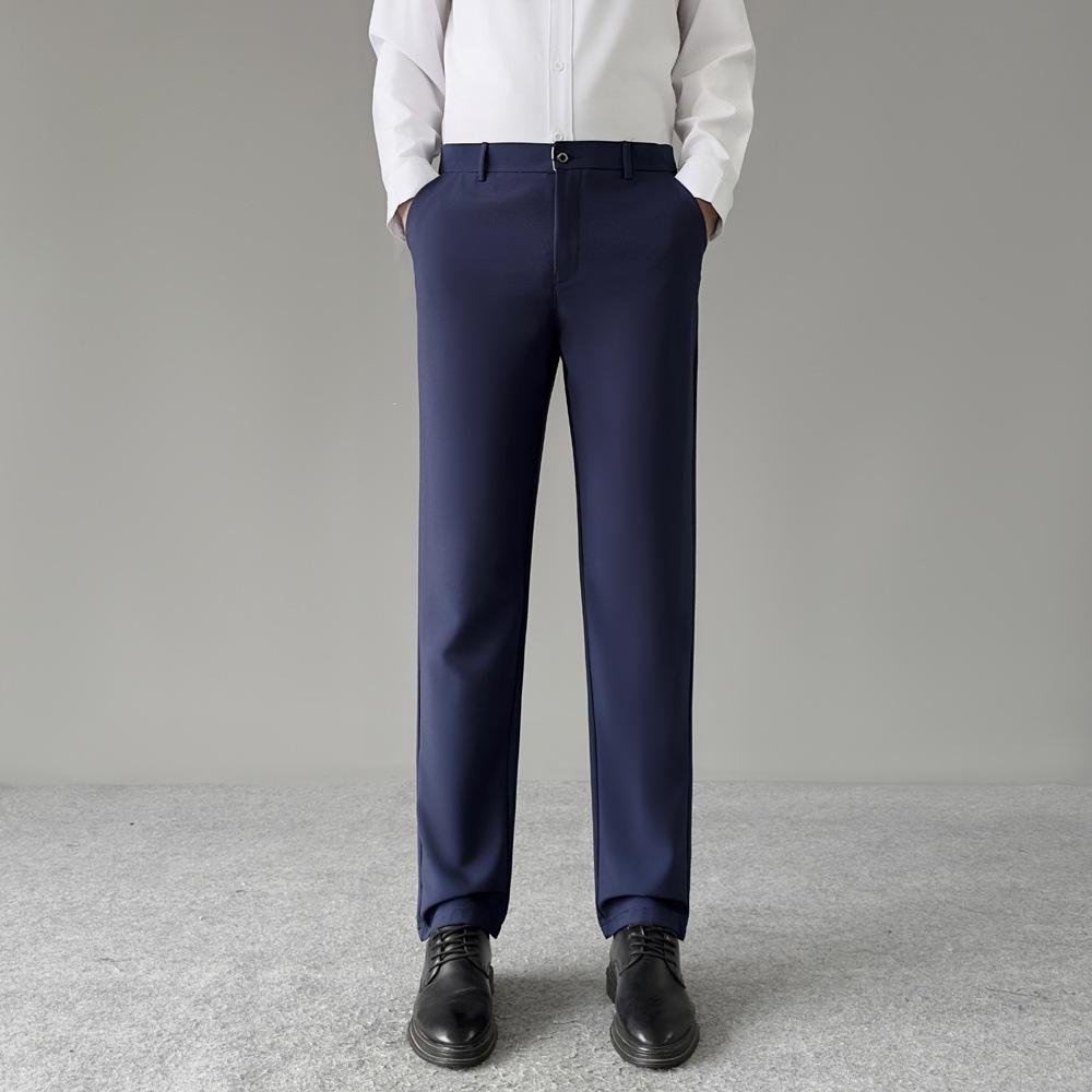 

2026 Men s Elastic Ice Silk Straight-Leg Casual Pants for Spring & Autumn - Versatile, Thin, Loose Suit Pants for Middle-Aged & Young Adults. 30 темно-синий