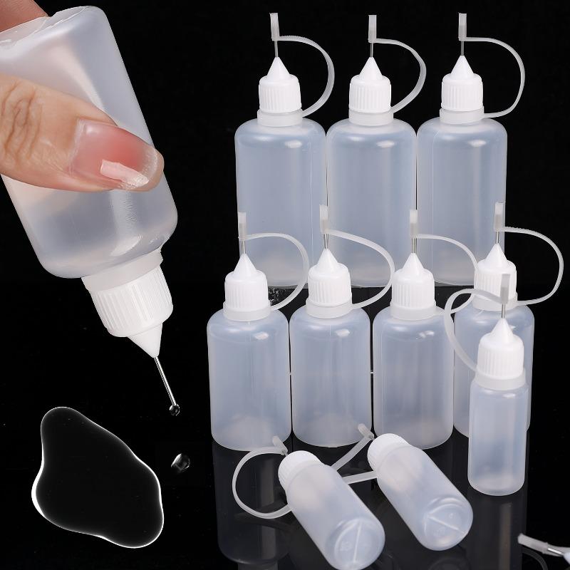 50/5Pcs PE Plastic Squeezable Tip Applicator Bottle Refillable Dropper with Needle Tip Caps for Glue Pigment Bottle 10ml 50ml