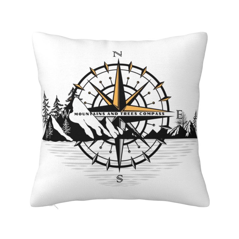 Mountain Adventure Compass Pillow Decorative Modern Cushion Cover Velvet Pillowcase