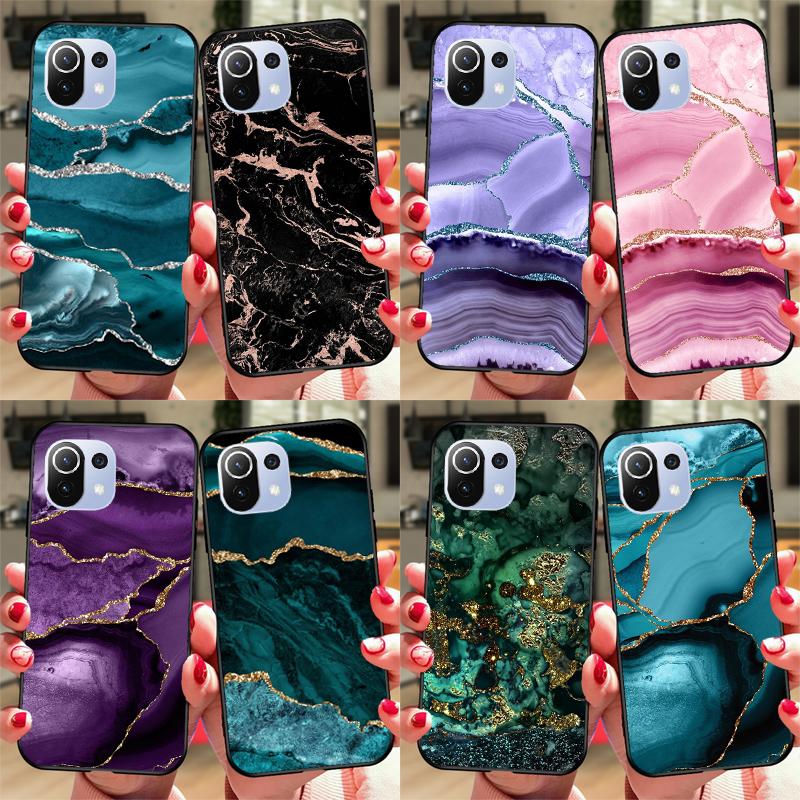 Teal Blue Gold Agate Marble Funda For POCO F5 X3 X4 X5 Pro F4 GT C40 F3 Case For Xiaomi 11T 12T Pro 12 X 13 Lite Cover