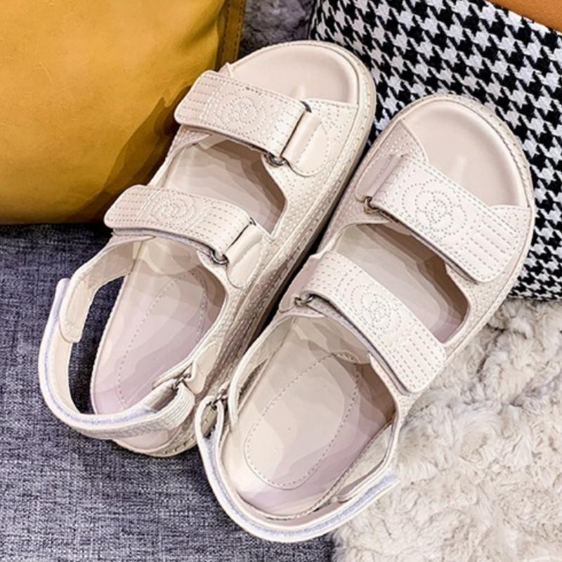 Fashion New Women Open Toe Printing Casual Sandals Wear Resistant Flat Fashion Non-slip Summer Comfortable Solid Color Women Sandals