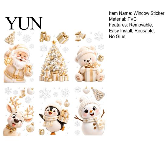 Festive Shop Window Decorations 6Pcs Christmas Clings, Xmas Reusable Double Sided Snowman Winter Holiday Decor Snowflake Clings for Home Office Party