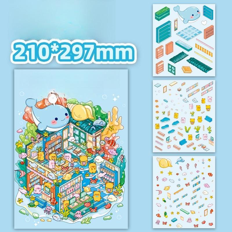 

Large 3D Miniature Stickers Creative Layered DIY Craft for Stress Relief and Home Decor Desk Wall Decoration Miniatures Crafts
