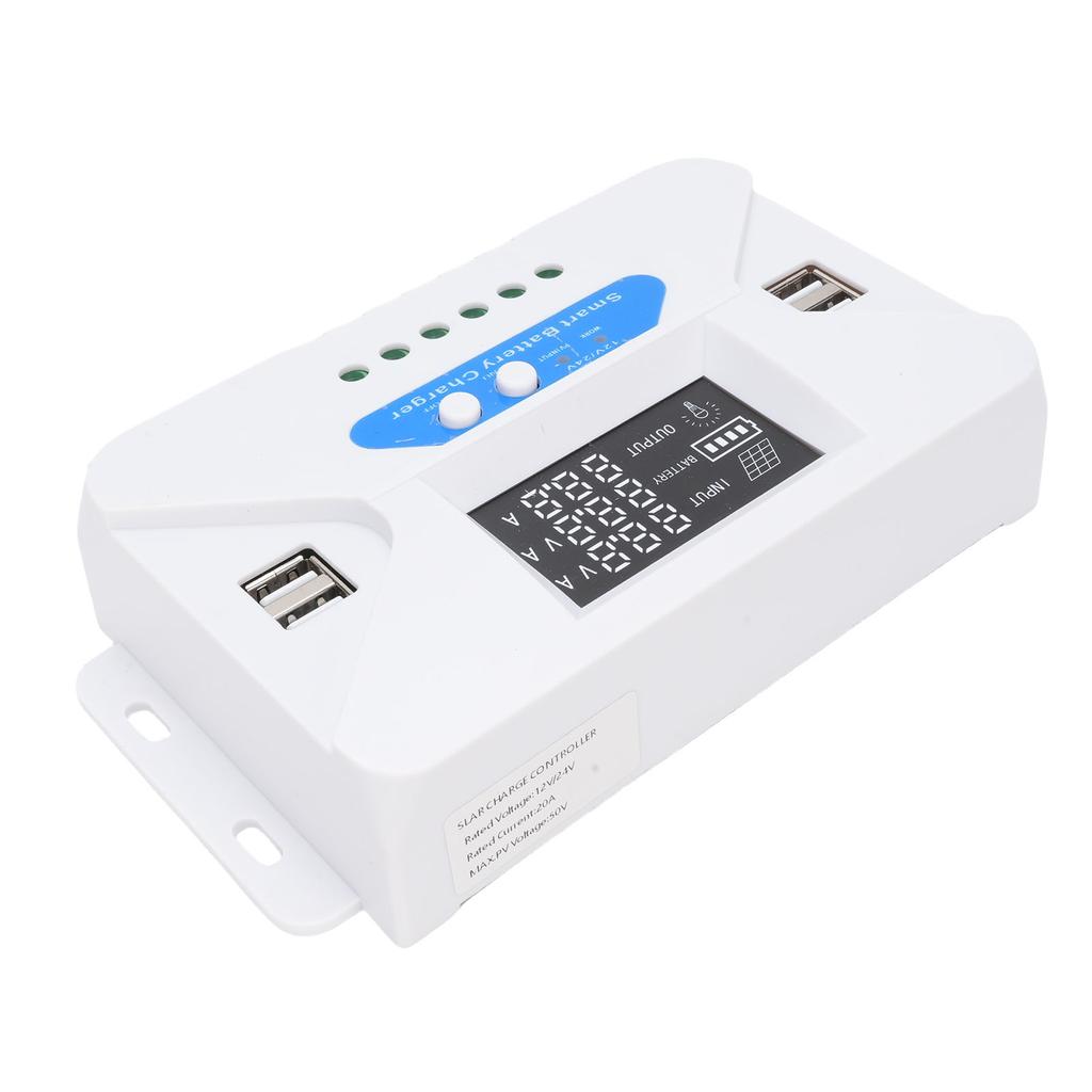 20A Adaptive Solar Charge Controller Solar Panel Regulator with 4 USB Ports for Lithium Ion Battery