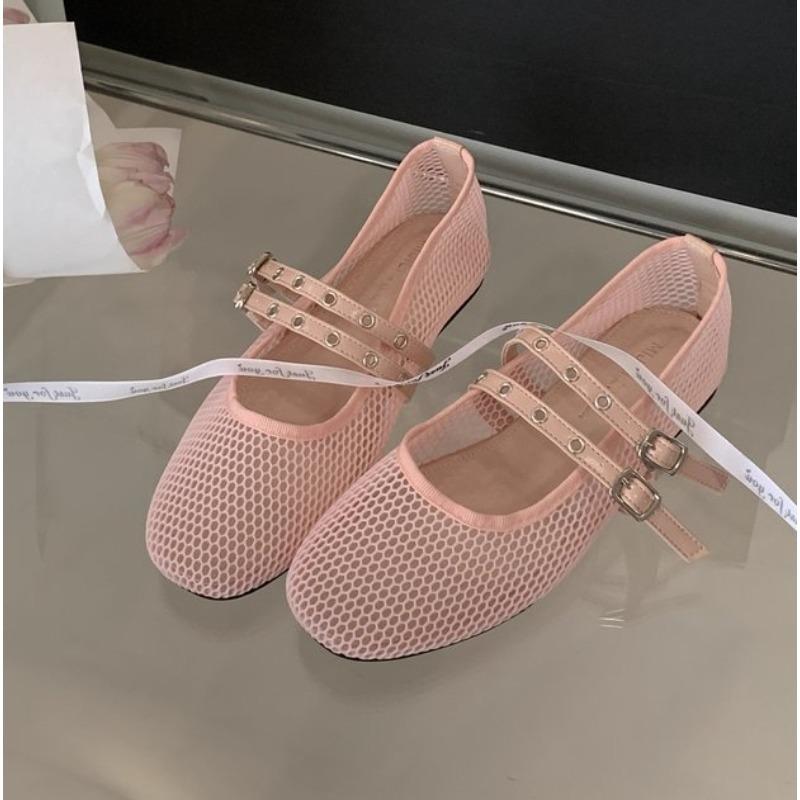 New Knitted Color-block Women's Flat Shoes Dressy Ballet Flats Casual Striped Straps Pointed Toe Loafers Female Zapatos Mujer