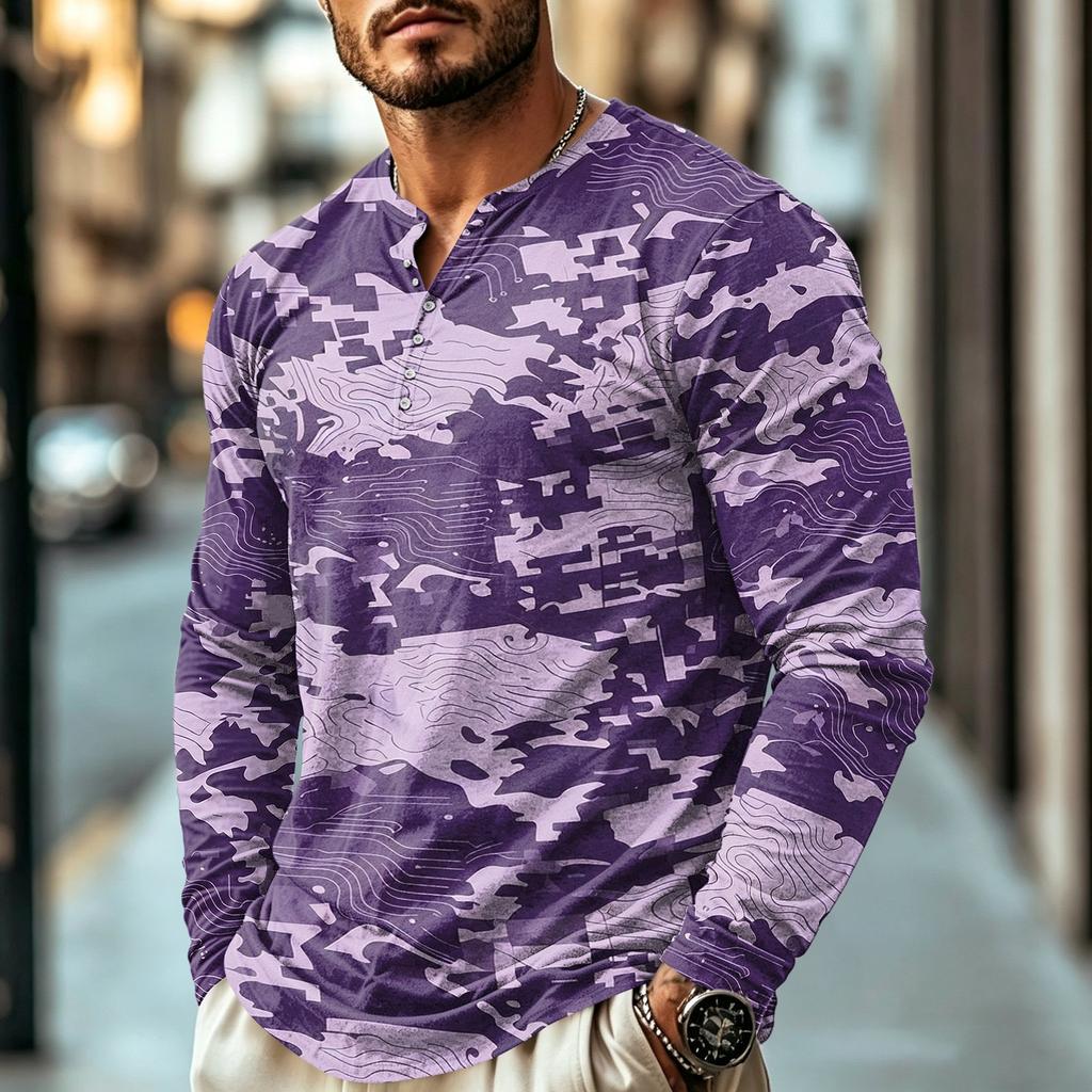 Herren Tarnung Langarmshirt Lässig für den Alltag