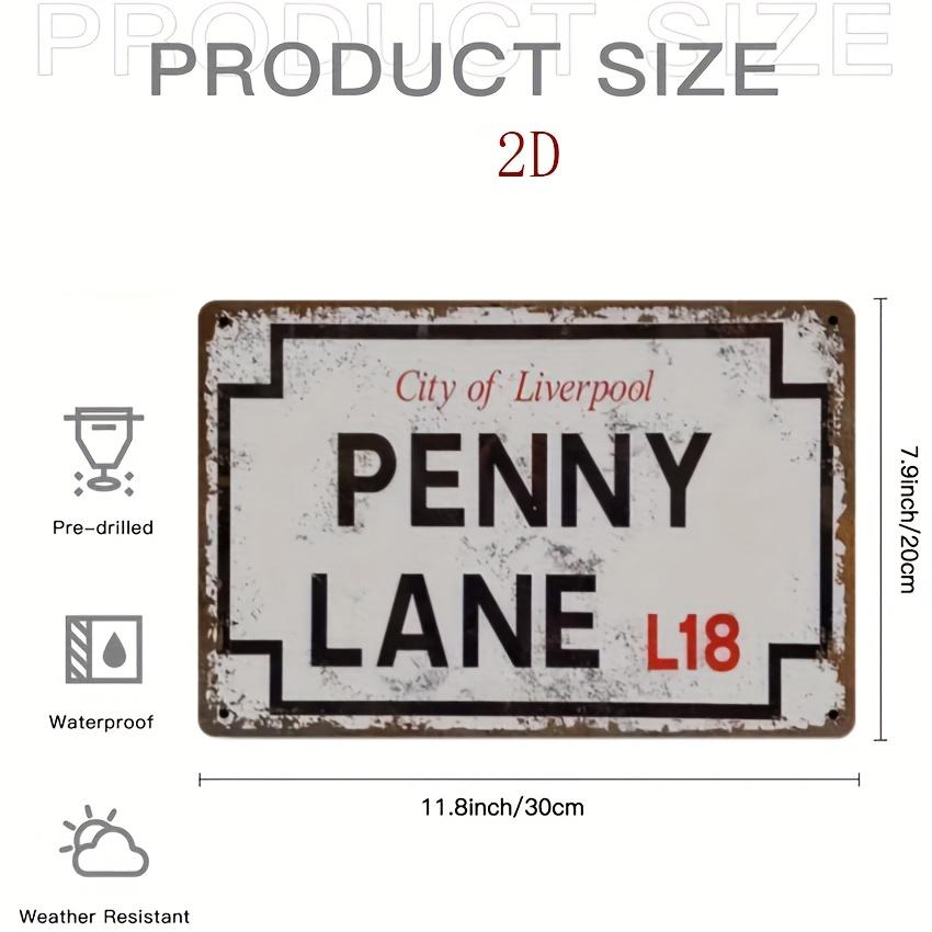 

Vintage Metal Sign Vintage Tin Sign Penny Lane Classic Wall Art for Home Bar Cafe or Garage Decor Easy Hang 20x30cm（7.8x11.8inch）