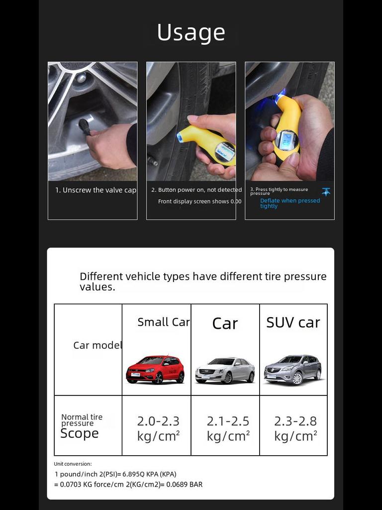 High-Precision Digital Tire Pressure Gauge with Electronic Display