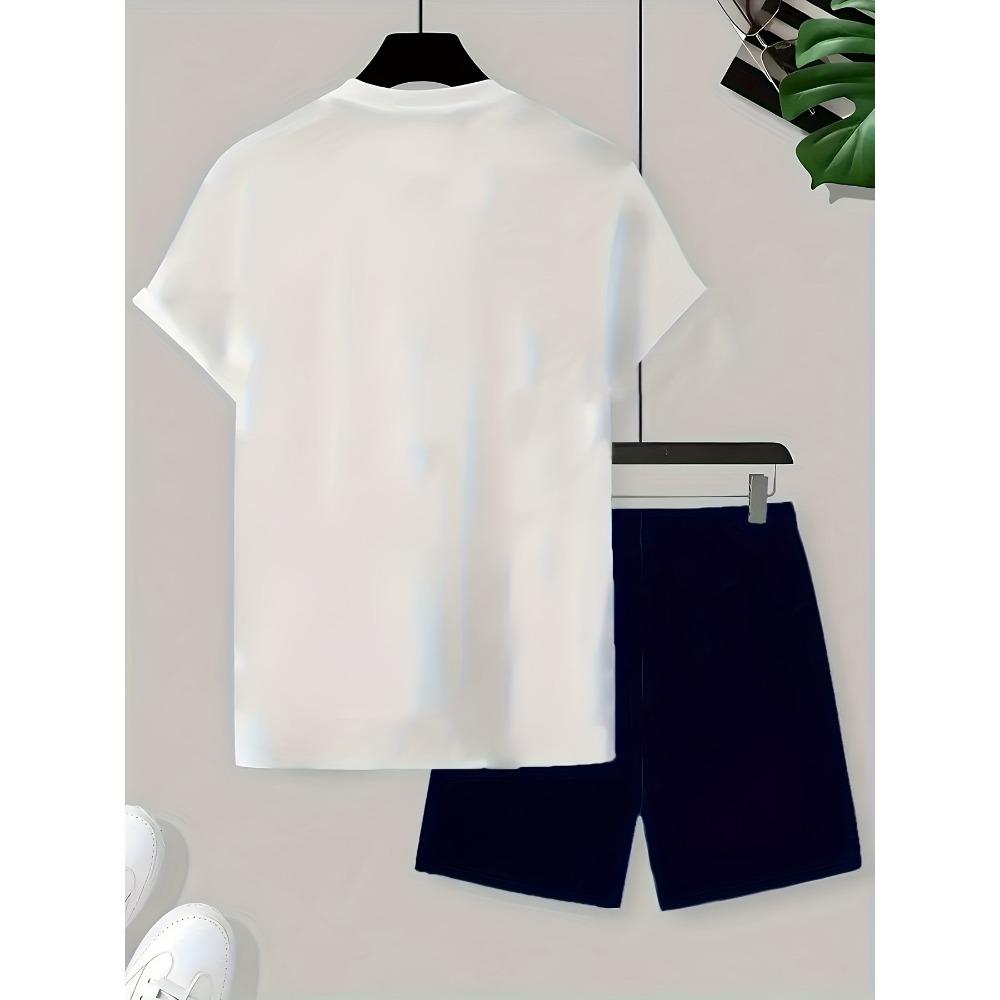 Summer Letter Printed Men's Suit Short Sleeved Shorts