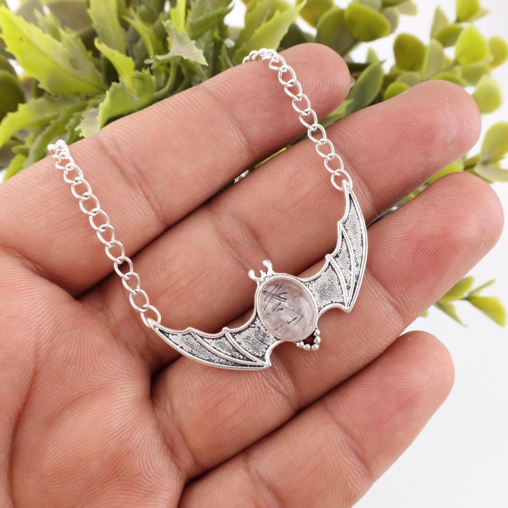 Black Rutile Handmade Silver Pendant, 925 Sterling Silver Boho Pendant, Beautiful Rutile Gemstone Pendant Gift For Love