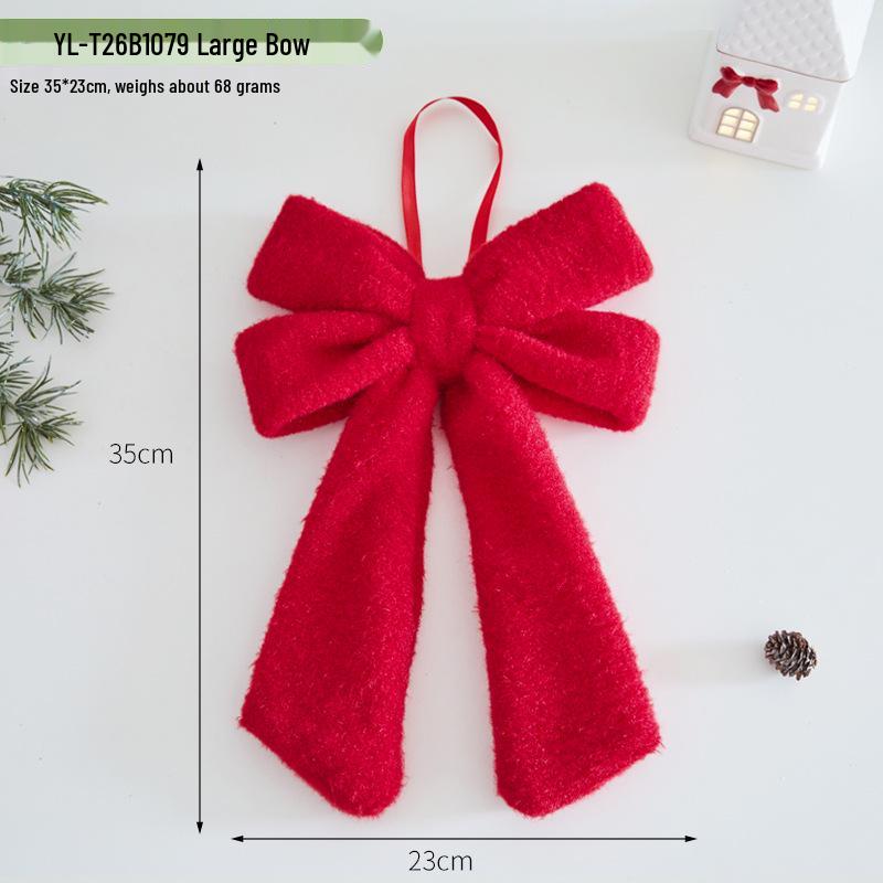Red Christmas Bow Plush Hanging Tree Ornament