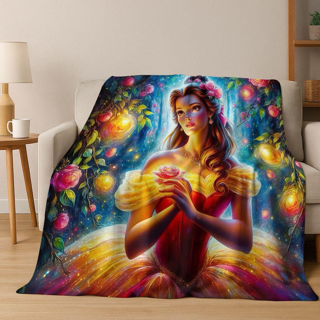 3D-Flanelldecke mit dem Motiv „Die Schöne und das Biest“ – warm, kuschelig und perfekt für Zuhause, Schlafzimmer, Bett oder Sofa. Ideal als Geschenk für Kinder.