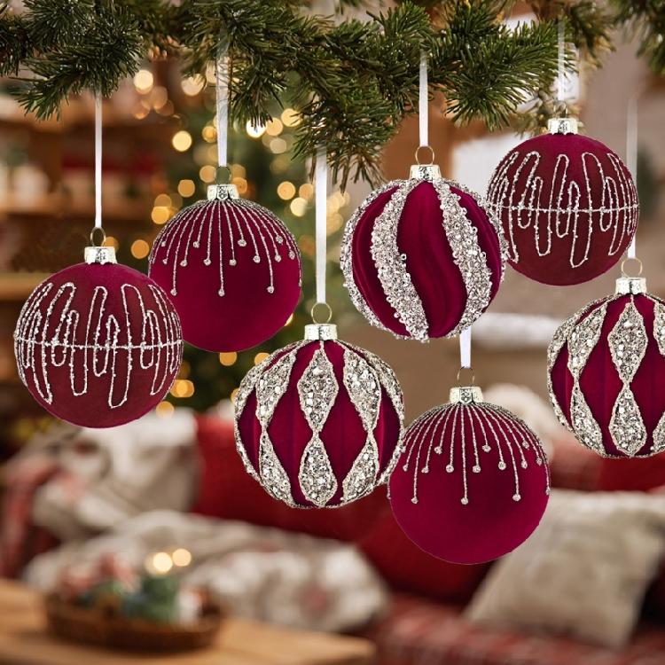 12 Pcs Glittering Christmas Ornament Ball Christmas Ball Decorative Ball for Holiday Wedding Party Decoration