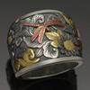 Ofertas Fashion Hot Sale Trendy Metal Zinc Alloy Cute Little Dragonfly Flying Around The Flower Sea Wide Face Animal Plant Ring