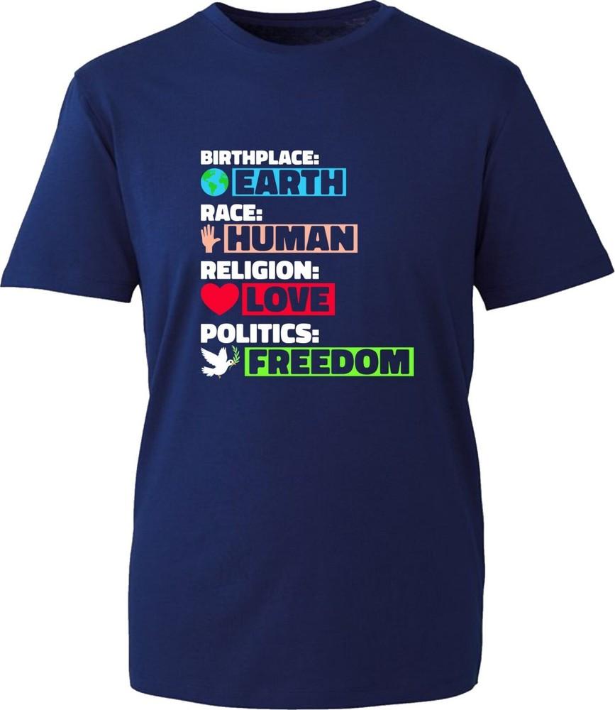 Birthplace Earth Race Huunisex Religion Love Politics Freedom Awareness Gift Tshirt S