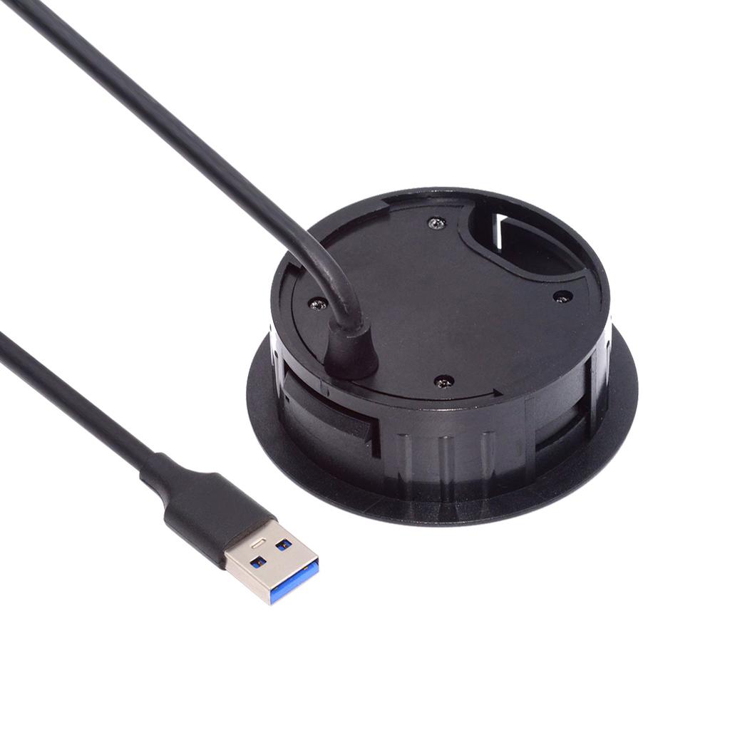 U3-095-HUB05 USB 3.0 Hub 2xUSB3.0 + 3.5mm + Type-C 60mm Desk Grommet Splitter Dock Station