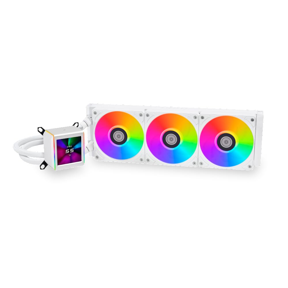 

LIANLI CPU Cooler Galahad II LCD 360 White with LCD 8th Generation 45 Degree Tube 360mm Official Japanese Distributor Water-cooled Panel, Pump, білий