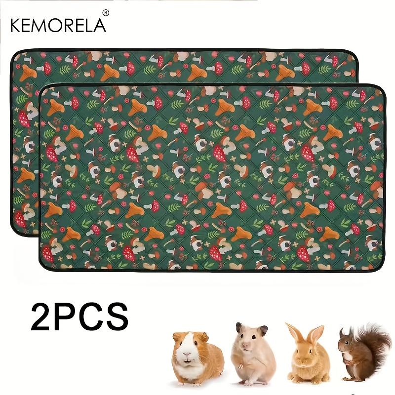 1PCS Green Mushroom Patterned Liners for Guinea Pig Cages - Washable Reusable Highly Absorbent Suitable for Rabbits Hamsters