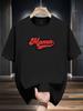 Niuwang Selection 200g 100% Cotton Short Sleeve T-shirt - Black Casual Graphic Tee with Mama Geometric Print