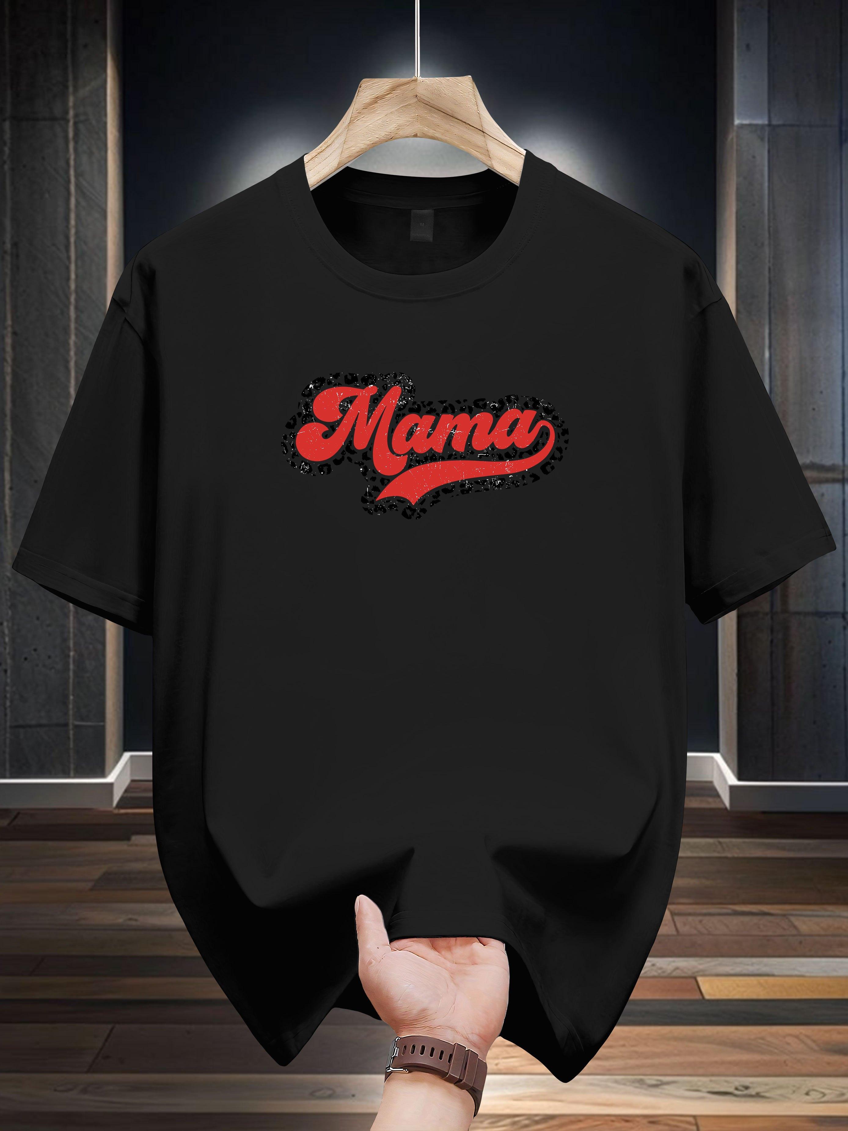 

Niuwang Selection 200g 100% Cotton Short Sleeve T-shirt - Black Casual Graphic Tee with Mama Geometric Print XXXXL