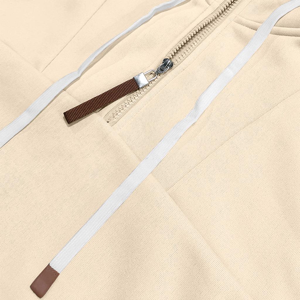 Men's Casual Hooded Sweatshirt Loose Fit Pullover Half Zip Patchwork Design Long Sleeve Pullover for Autumn Winter