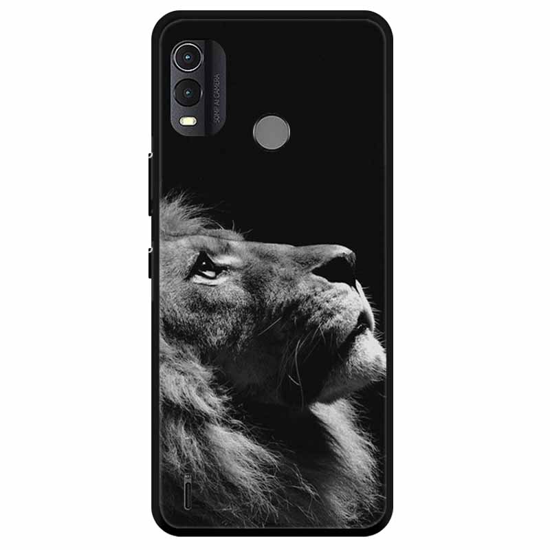 Soft Silicone Cover For Nokia C22 Case 2023 TPU Wolf Lion Painted Black Phone Coque for Nokia C22 C 22 4G Black For NokiaC22