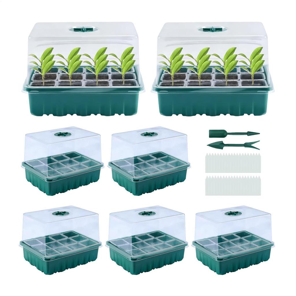 7pcs Seedling Starter Trays Set 84 Seedling Grids Propagation Trays With Humidity Dome Seedling Propagation Cells With Cover