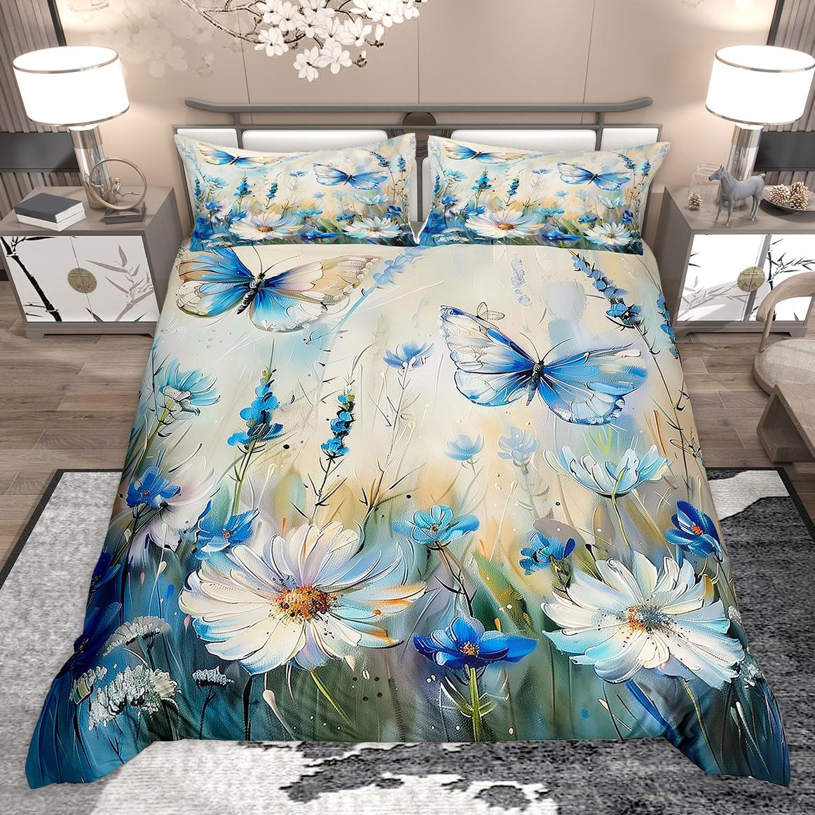 

Комплект пододеяльника Homewish Chic Blossoms для девочек, комплект пододеяльника с акварельными цветами, постельный комплект в садовой тематике DE XS 100x135cm 2pcs&set