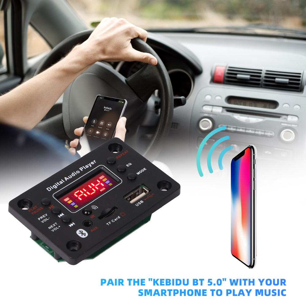 

Плата декодера MP3 Bluetooth 5,0, усилитель 80 Вт, 7 В-25 В, 12 В, модуль MP3-плеера, автомобильное FM-радио, TF USB, AUX, громкая связь, запись звонков