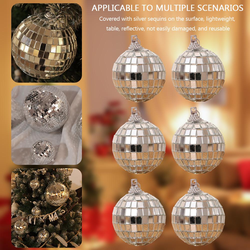 Reflective Mirror Ball Multi-Size Hanging Mirror Disco Ball Rotating Silver for Party Holiday Festivals