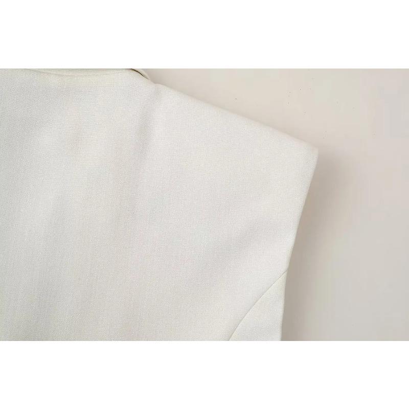 Sommerhosen-Set für Damen, Revers, ärmellos, kurze Weste, Top, schick, elegant, formeller Stil, Damen, weite Beine, lange Hose