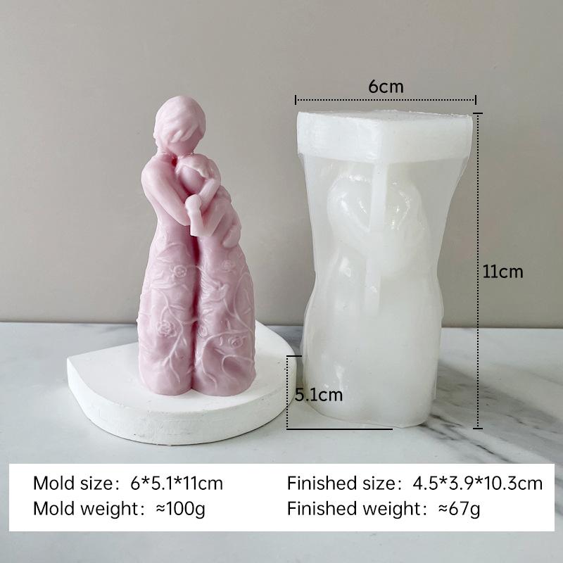 DIY Mother's Day Handmade Gifts Aroma Candle Silicone Mold Mother Holding Child Families Resin Plaster Ornament Molds