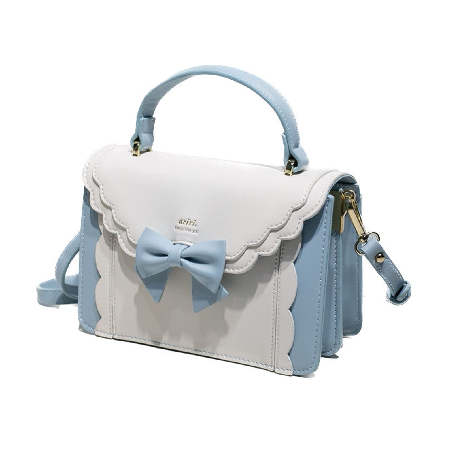 

2WAY Shoulder Pochette Bag with Elegant Small Crossbody Lolita PU Blue [JIANGBOMEI] Bag, Handbag, Ribbon, Bag, Student, Cosplay, Leather, Popular, синій