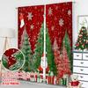 2pcs 2D flat printing Merry Christmas Curtains Christmas Day Digital Printed Polyester Drapes Festive Curtains for Holiday