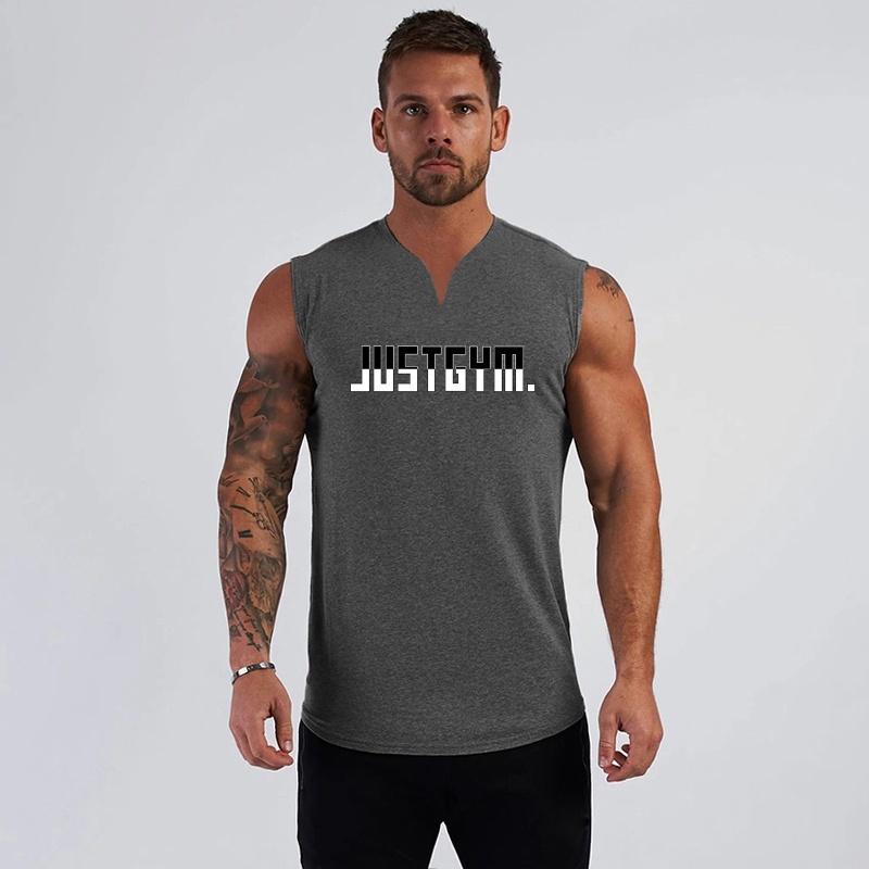 Muscular Men Men's Fitness Vest Men's Muscle Sleeveless Top Vest Bodybuilding Gym V-neck Sports Vest Solid Customization