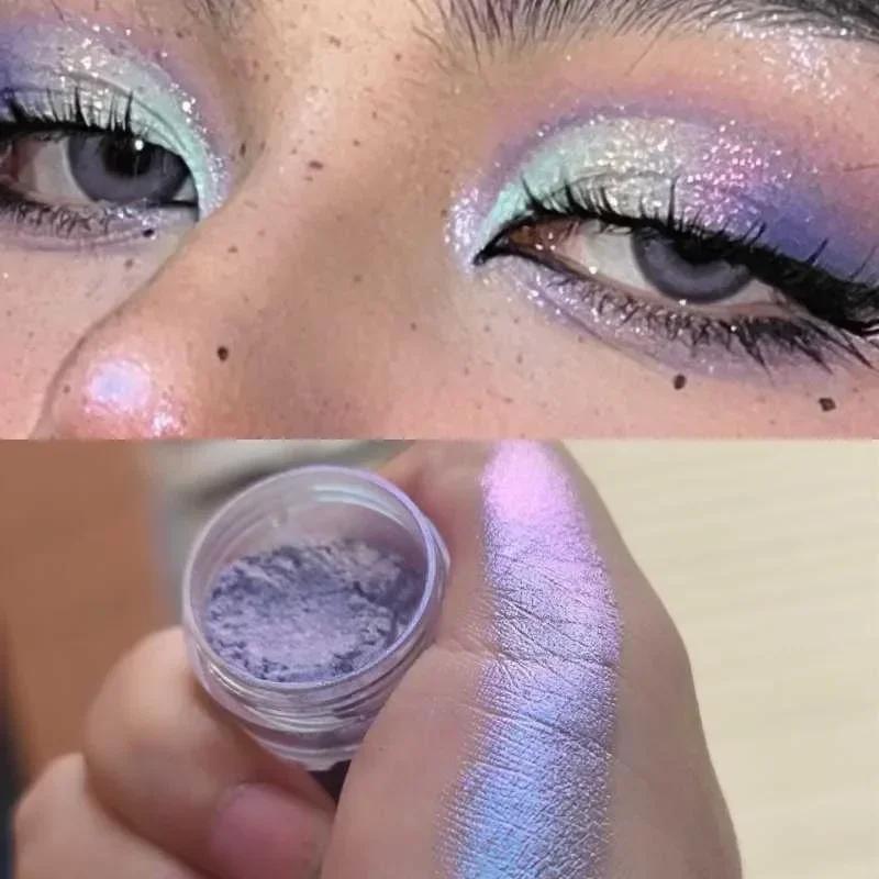 Poudre de fard à paupières pailletée longue tenue, caméléon chromé holographique, pigment pour maquillage des yeux pour femmes, cosmétique