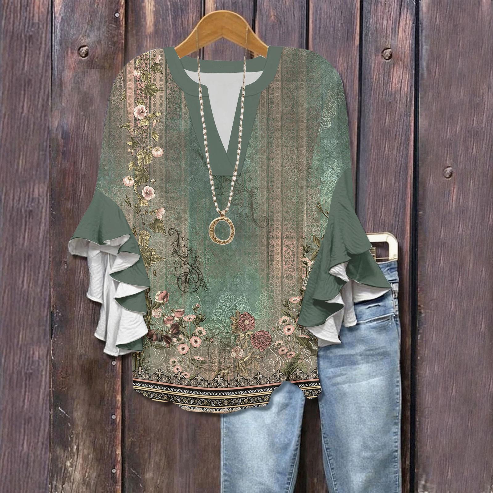 

Рубашки с рукавами 3/4 для женщин, симпатичные футболки с графическим принтом, блузки, повседневные, больших размеров, базовые топы с оборками на рукавах, пуловеры S