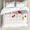 Red Bird Quilt Cover Three-Piece Animal Count Printing Kit Duvet Cover Bedroom Home Decoration