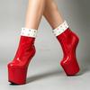 20CM Extreme High Heel Stiefel Heelless No-Heel Sole Sexy Plateau Fetisch Serpentine Print Ankle Boots