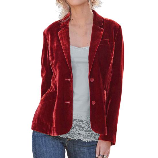 Dámské sako Jednořadé dvojité kapsy Klopa Jednobarevné Dlouhé rukávy Teplé knoflíky Vroubek Límec Volný Podzimní Kabát do práce