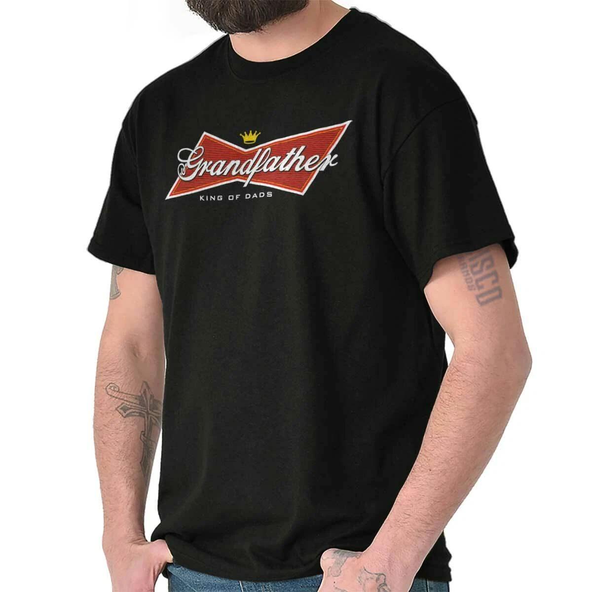 Grandfather King Of Beers Fathers Day Drunk Mens Casual Crewneck T Shirts Tees M